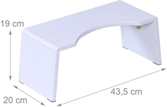 Scaun De Toaletă Relaxdays 43,5 X 20 X 19 Cm Pliabil Antiderapant Bambus Alb