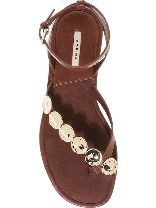 Damen Flache Sandalen Braun