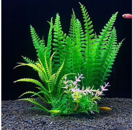 Aqua Natura Plant Aquarium Decoration Green Plastic 18 Cm Fern Yellow Tips
