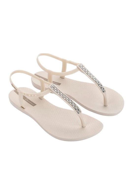 Damen Flache Sandalen Beige