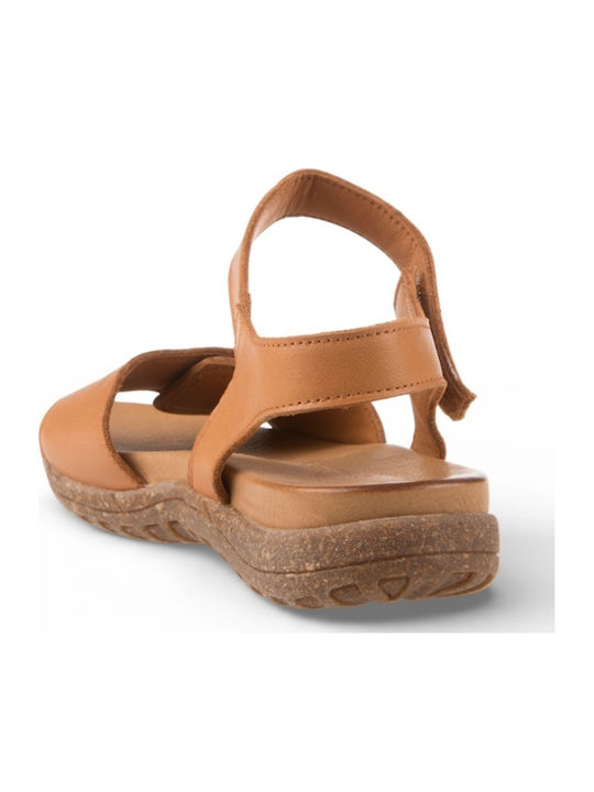 Leather Women's Flat Sandals Brown