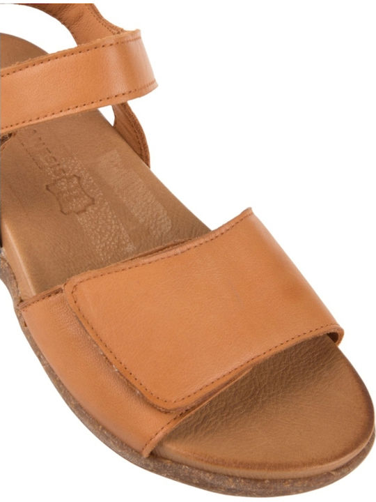 Leather Women's Flat Sandals Brown