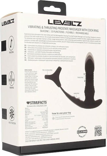 Vibration Penisinringe aus Silikon mit Prostata-Massagegerät Tri O Schwarz