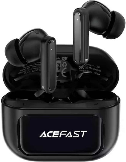 Acefast W6 In-ear Bluetooth Handsfree Ακουστικά με Θήκη Φόρτισης Μαύρα