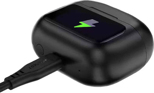 Acefast W6 In-ear Bluetooth Handsfree Ακουστικά με Θήκη Φόρτισης Μαύρα