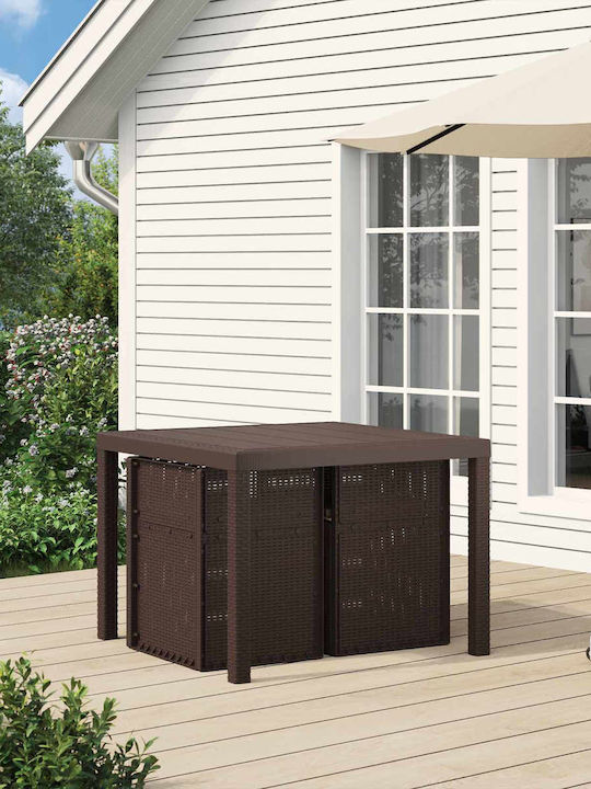 vidaXL Outdoor Chair Polypropylene Brown with Cushion 2 Pieces 53x47x88.5 cm