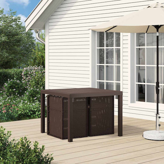 vidaXL Outdoor Chair Polypropylene Brown with Cushion 2 Pieces 53x47x88.5 cm