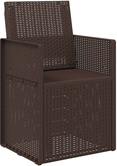 vidaXL Outdoor Chair Polypropylene Brown with Cushion 2 Pieces 53x47x88.5cm