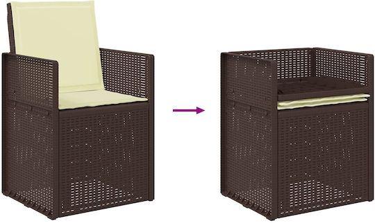 Scaun De Exterior Din Polipropilenă Maro Cu Pernă 2 Buc 53x47x88.5 Cm