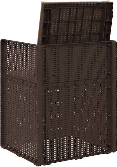 vidaXL Outdoor Chair Polypropylene Brown with Cushion 2 Pieces 53x47x88.5 cm