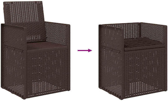 vidaXL Outdoor Chair Polypropylene Brown with Cushion 2 Pieces 53x47x88.5cm