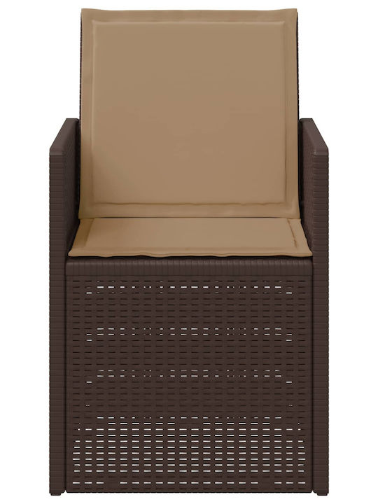 Gartenstühle Polypropylen Braune mit Kissen 2 Stück 53x47x88,5cm