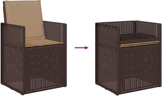vidaXL Outdoor Chair Polypropylene Brown with Cushion 2 Pieces 53x47x88.5 cm