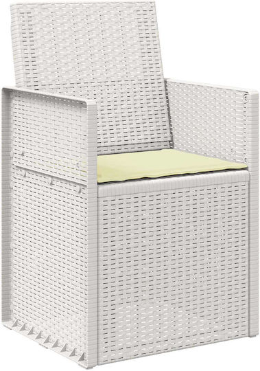vidaXL Outdoor Chair Polypropylene Cream with Cushion 2 Pieces 53x47x88.5cm
