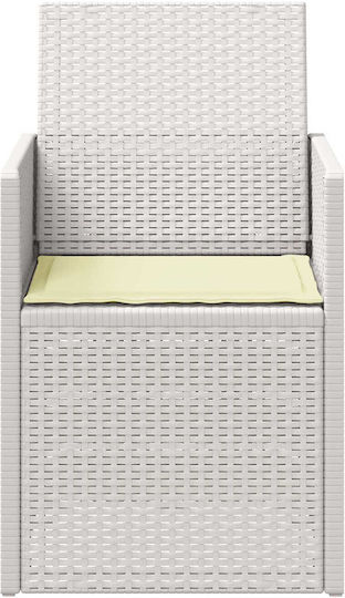vidaXL Outdoor Chair Polypropylene Cream with Cushion 2 Pieces 53x47x88.5cm