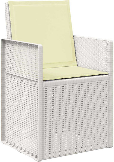Scaun De Exterior Din Polipropilenă Alb Cu Pernă 2 Bucăți 53x47x88.5 Cm