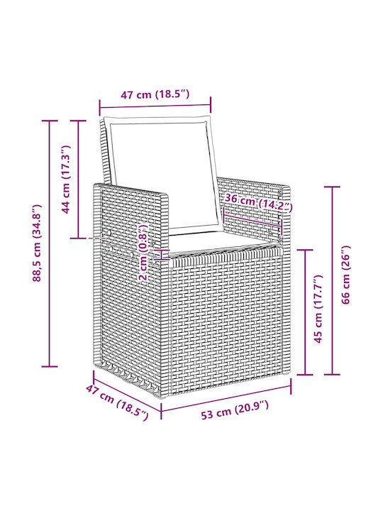 vidaXL Outdoor Chair Polypropylene Light Gray with Cushion 2 Pieces 53x47x88.5 cm