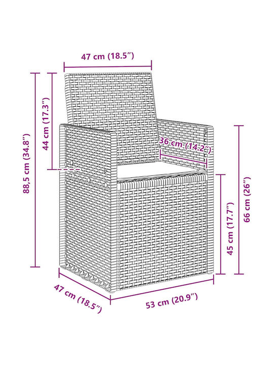 vidaXL Outdoor Chair Polypropylene Light Gray with Cushion 2 Pieces 53x47x88.5 cm