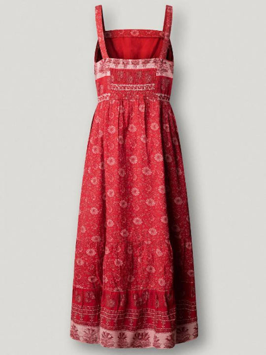 Floral Floral Καλοκαιρινό Midi Φόρεμα Royal Red