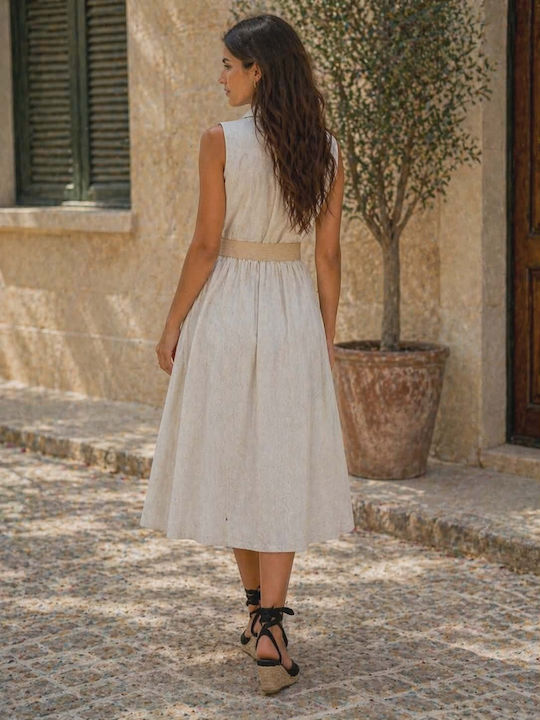 Sommer Midi Hemdkleid Ecru