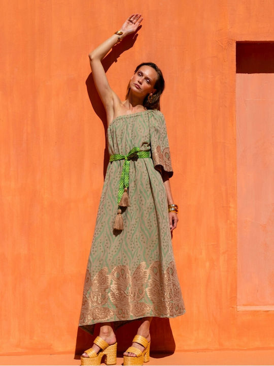 Summer Maxi Dress for Wedding - Christening Olive