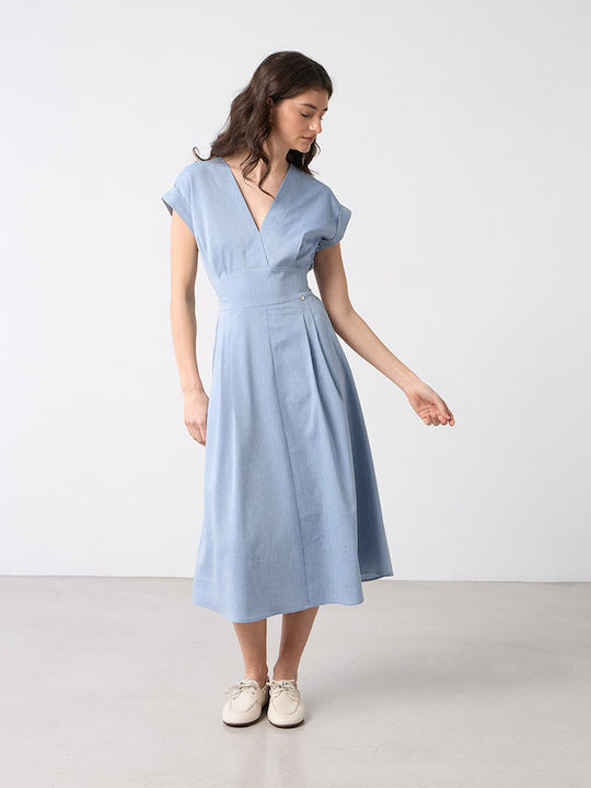 Sommer Midi Damenkleid Hellblau
