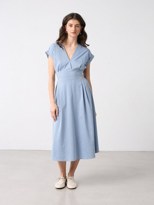 Sommer Midi Damenkleid Hellblau