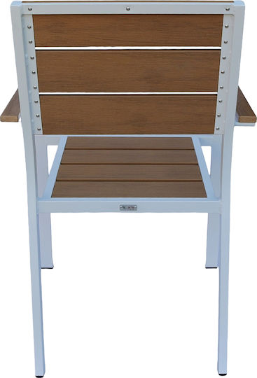Градински Стол Алуминиев Tobago Бял/Кафяв 55x55x86см