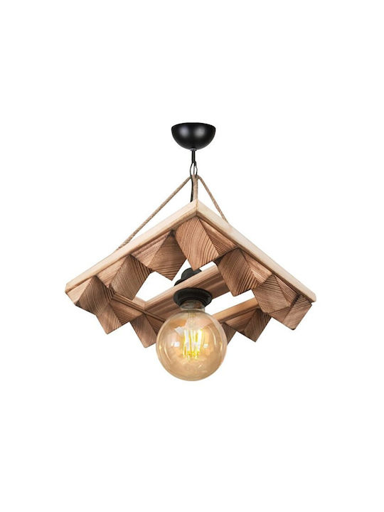 Stewehome Wooden Rustic Lighting Rope E27 Living Room 26 X 26 Cm