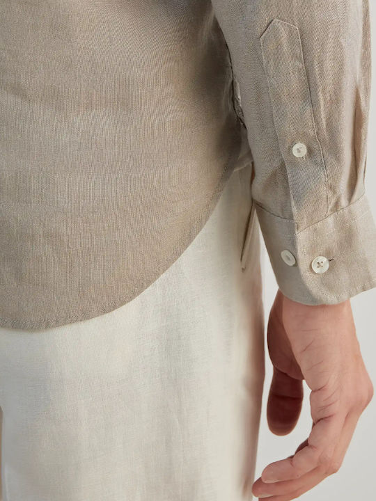 Long Sleeve Linen Shirt Light Brown