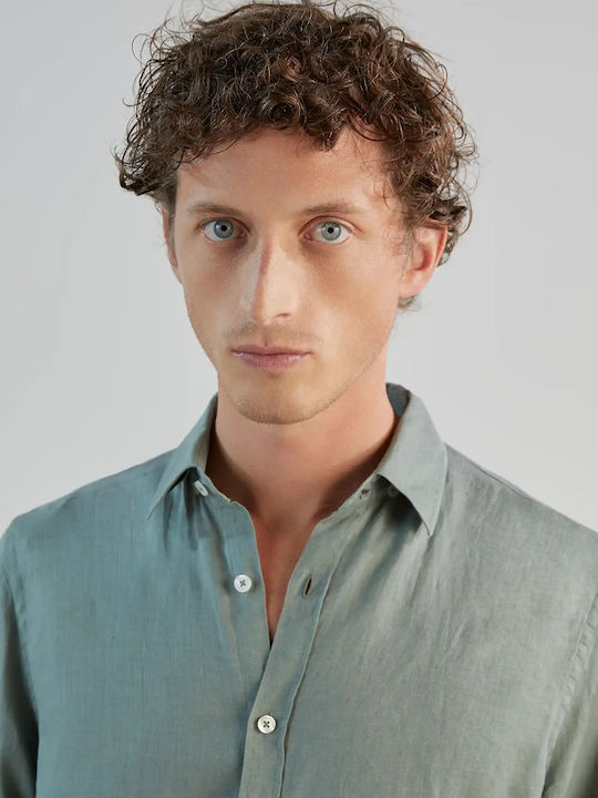 Long Sleeve Linen Green Shirt