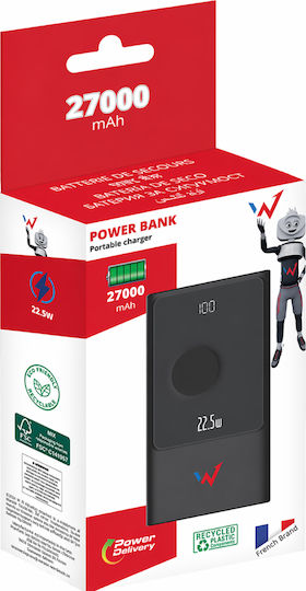 Wonder WX27D Baterie Externă 27000mAh 22.5W cu 2 Porturi de Ieșire USB-A și Port de Ieșire USB-C Livrarea Energiei Negru