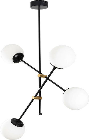 SteweHome Deckenleuchte Delfina 4 Weiß Schwarz Lux Plafoniere Glas Stil Seife 65x65x70cm