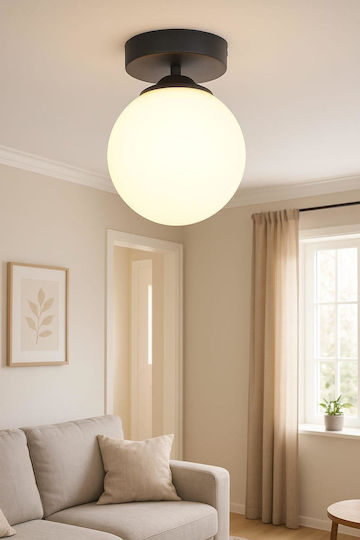 Stewehome Round Metal Ceiling Light E27 Living Room 15 × 15 × 20 Cm