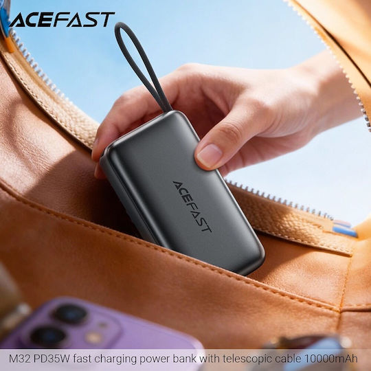 Acefast M32 Power Bank 10000mAh 35W with USB-C Power Delivery Port / Quick Charge 2.0 / Quick Charge 3.0 Metal Gray