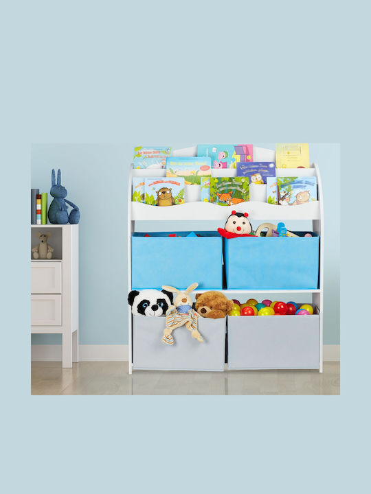 Relaxdays Система за Съхранение на Играчки от Текстил Син 98x82.5x30см