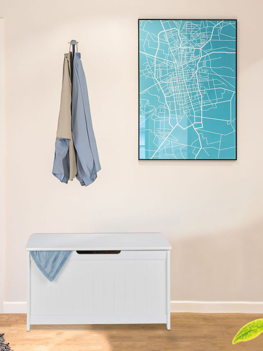 Relaxdays Cutie Depozitare Jucării Din Țesătură Albă 45x80x40cm