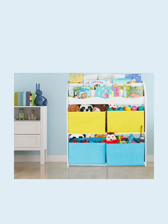 Relaxdays Система за Съхранение на Играчки от Текстил Син 98x82.5x30см