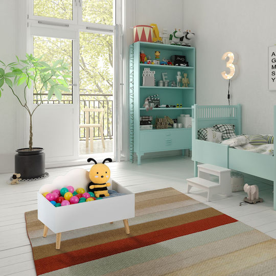 Relaxdays Παιδικό Κουτί Αποθήκευσης από Ξύλο Λευκό 45x60x30cm