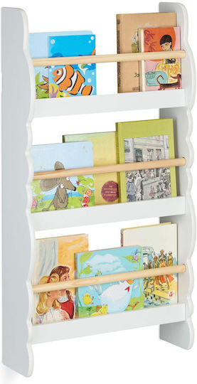 Bibliotecă de Pardoseală din Lemn Albă 52.5x14x80cm