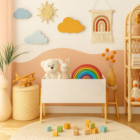 Relaxdays Wooden White Toy Organizer 45x60x30cm
