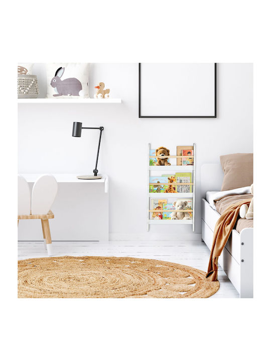 Bibliotecă de Pardoseală din Lemn Albă 52.5x14x80cm