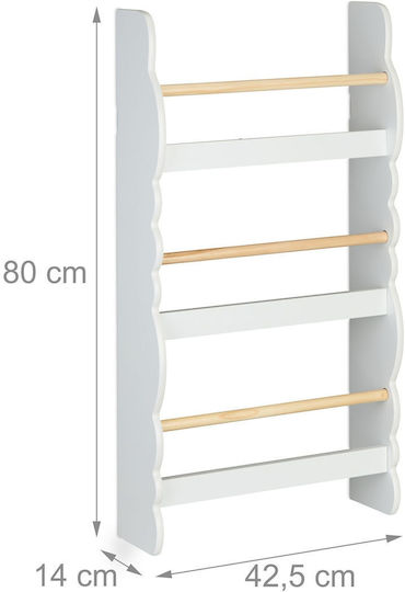 Bibliotecă de Pardoseală din Lemn Albă 52.5x14x80cm