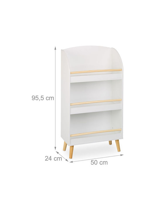 Bibliotecă de Pardoseală din Lemn Albă 50x24x95.5cm