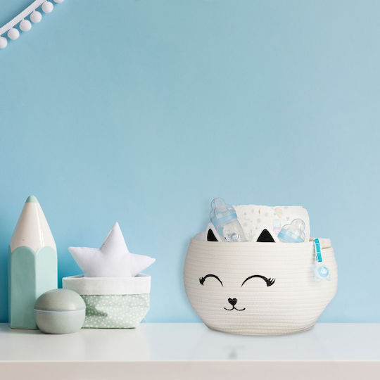 Relaxdays Cutie Depozitare Jucării Din Țesătură Albă 24x24x35cm