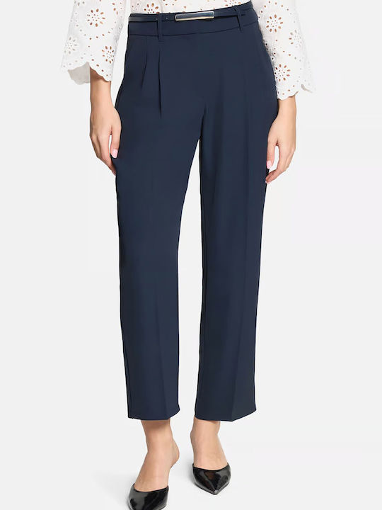 Betty Barclay Women's High Rise Fabric Capri Trousers Dark Blue