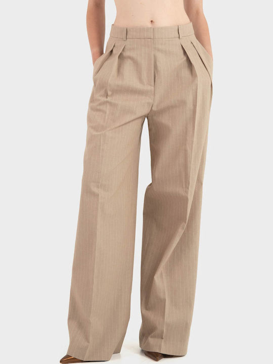 Women's Fabric Trousers in Regular Fit Beige