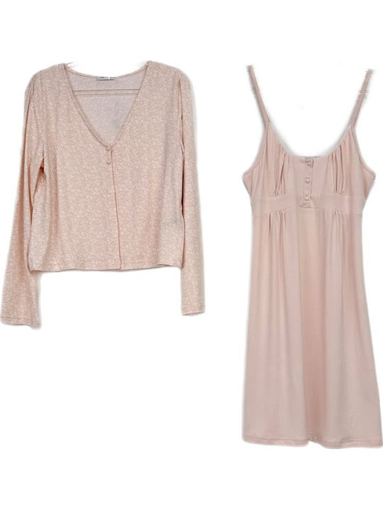Tress Sommerliches Damen-Schlafanzug-Set Weiches Rosa