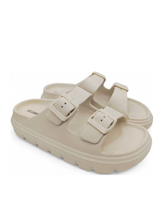 Sesamall Damen Zehentrenner in Beige Farbe