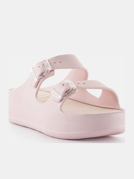 Slides with Platform in Pink Colour